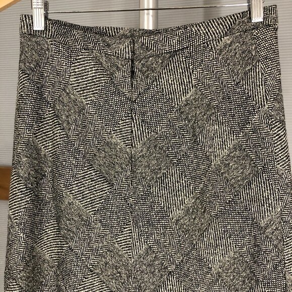 VTG Francesca Mammoliti Wool Herringbone Tweed Lace Diagonal Midi Skirt Sz M - Picture 6 of 13